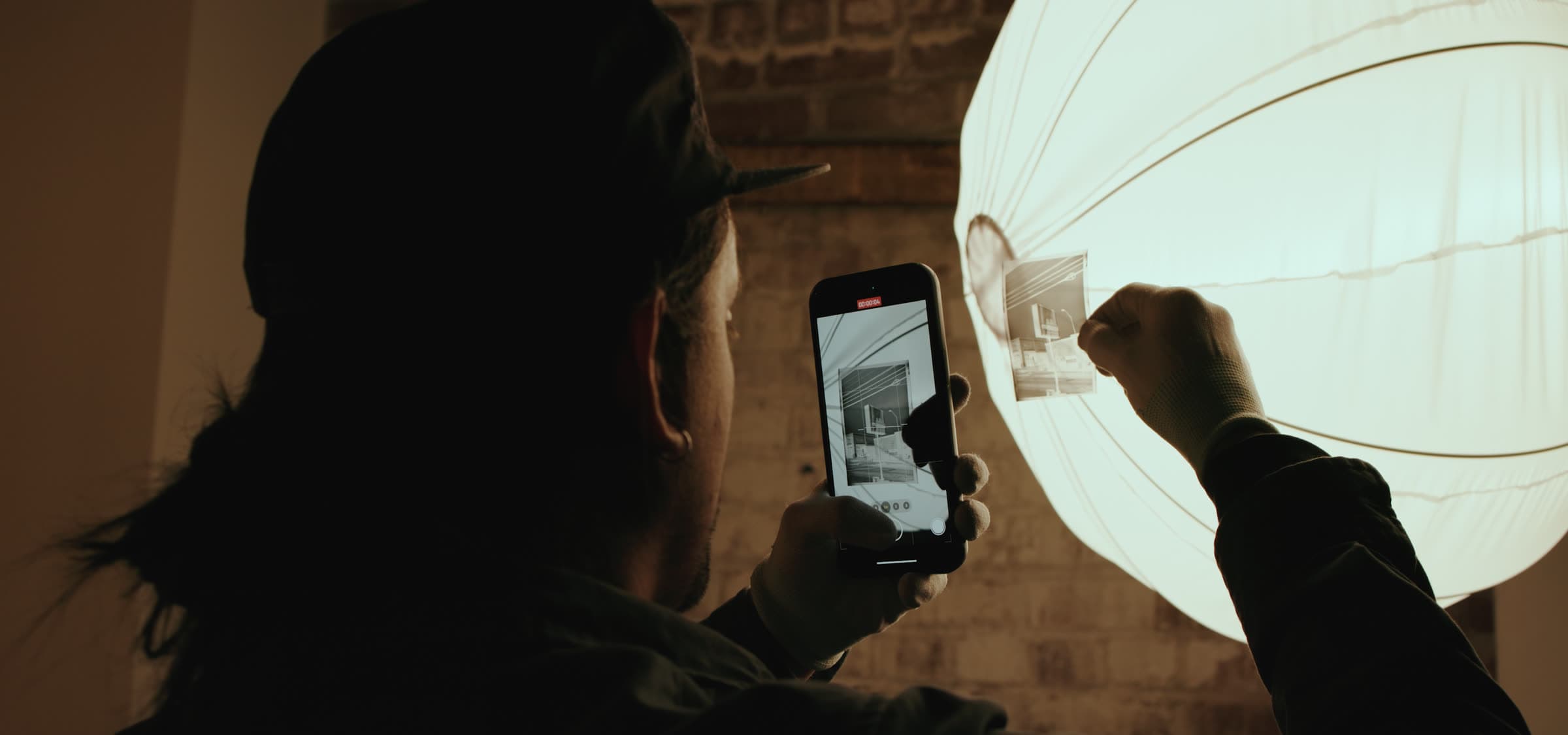 A creator shooting product late in the evening